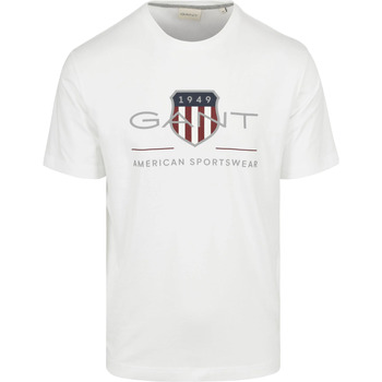 Textiel Heren T-shirts & Polo’s Gant T-shirt Logo Wit Wit