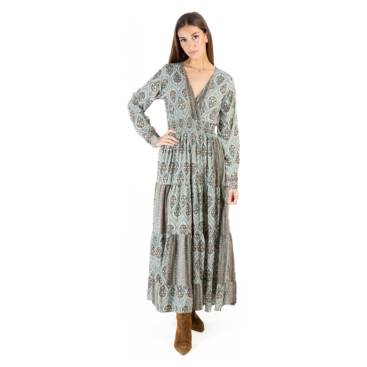 Textiel Dames Lange jurken Isla Bonita By Sigris Lange Midi -Jurk Groen