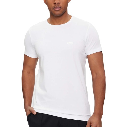 Textiel Heren T-shirts korte mouwen Calvin Klein Jeans Stretch Slim Fit T-S Wit