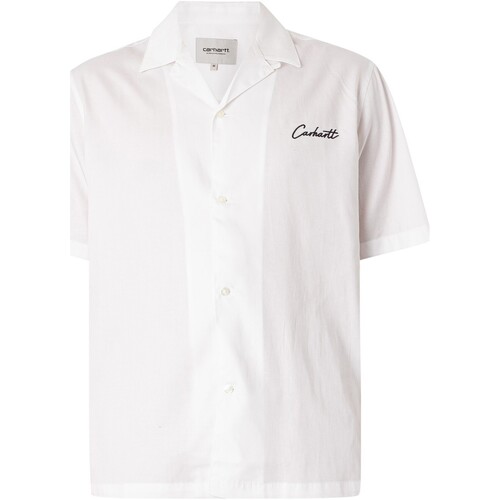 Textiel Heren Overhemden korte mouwen Carhartt Delray overhemd met korte mouwen Wit