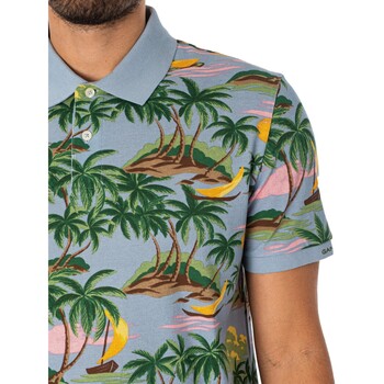 Gant Poloshirt met Hawaï-print Blauw