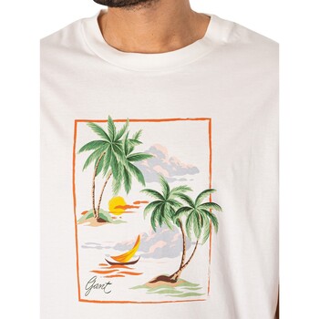 Gant Hawaii bedrukt grafisch T-shirt Wit