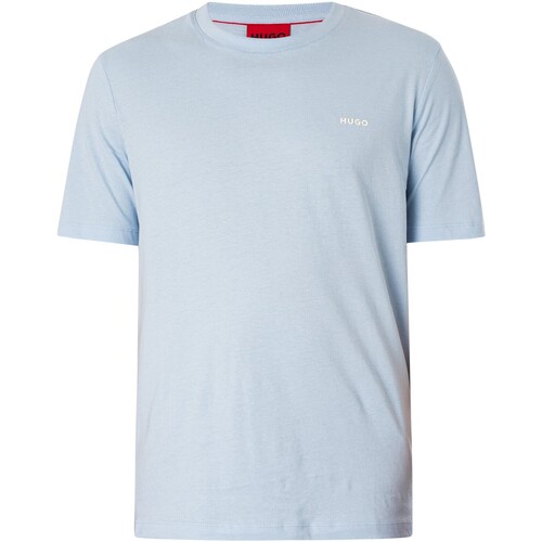 Textiel Heren T-shirts korte mouwen BOSS Dero222 T-shirt met logo op de borst Blauw