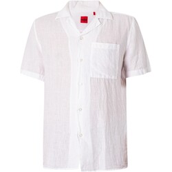 Textiel Heren Overhemden korte mouwen BOSS Ellino overhemd met korte mouwen Wit