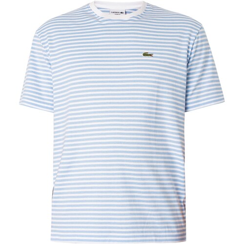 Textiel Heren T-shirts korte mouwen Lacoste Klassiek fit gestreept T-shirt met logo Blauw