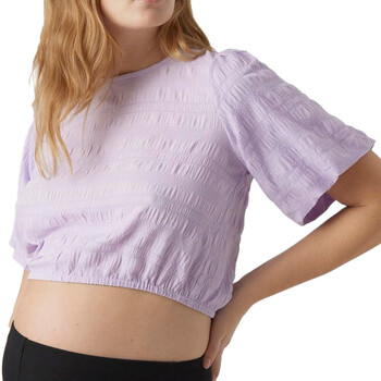 Textiel Dames T-shirts korte mouwen Mamalicious  Violet