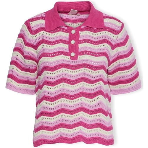 Textiel Dames Tops / Blousjes Y.a.s YAS Furo Knit S/S - Birch/Pastel Lavender Roze