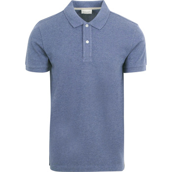 Profuomo T-shirt Piqué Poloshirt Denim Blauw