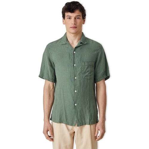 Textiel Heren Overhemden lange mouwen Portuguese Flannel Linen Camp Collar Shirt - Dry Green Groen