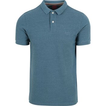 Superdry T-shirt Classic Poloshirt Melange Blauw