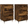 Wonen Nachtkastjes Maison D'home Nachtkastjes 2 st 40x35x69 cm bewerkt hout gerookt Bruin