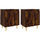 Wonen Nachtkastjes Maison D'home Nachtkastjes 2 st met houten poten 40x30x50 cm gerookt eiken Bruin