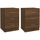 Wonen Nachtkastjes Maison D'home Nachtkastjes 2 st 38x35x56 cm bewerkt hout bruin eikenkleur Bruin