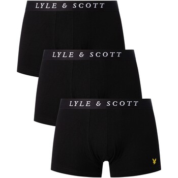 Lyle & Scott Set van 3 bruine piqué trunks Zwart