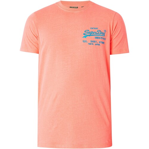 Textiel Heren T-shirts korte mouwen Superdry Neon vintage T-shirt met borstlogo Roze
