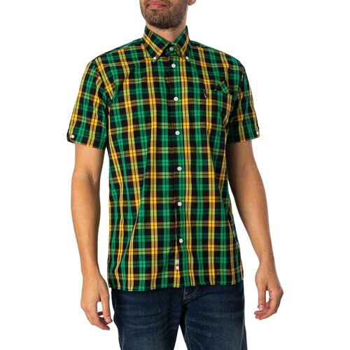 Textiel Heren Overhemden korte mouwen Trojan Windowpane geruit overhemd met korte mouwen Multicolour