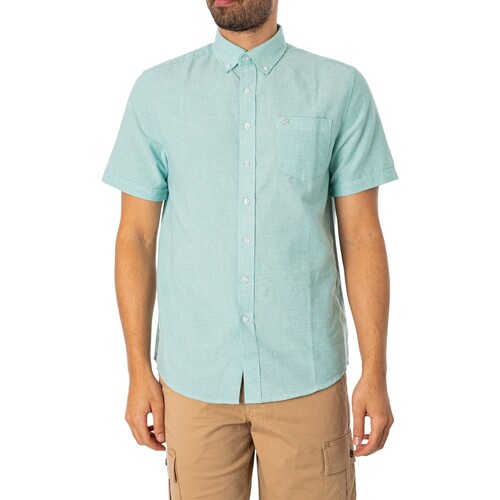Textiel Heren Overhemden korte mouwen Farah Drayton-overhemd met korte mouwen Groen
