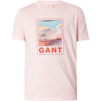 Gant Gewassen grafisch T-shirt Roze