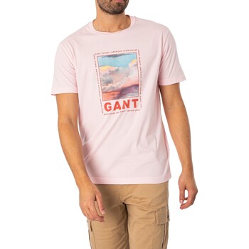 Gant Gewassen grafisch T-shirt Roze