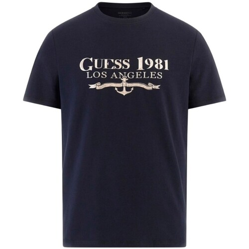 Textiel Heren T-shirts korte mouwen Guess M4GI27 J1314 Blauw
