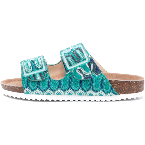 Schoenen Dames Leren slippers Colors of California Bio With Multicolor Waves Uppe Groen