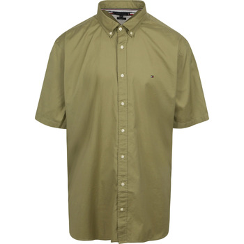 Textiel Heren Overhemden lange mouwen Tommy Hilfiger Big & Tall Short Sleeve Overhemd Flex Groen Groen