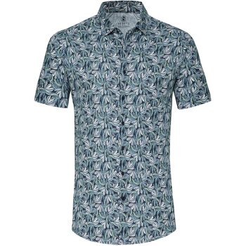 Desoto Overhemd Lange Mouw Short Sleeve Jersey Overhemd Bloemenprint Blauw