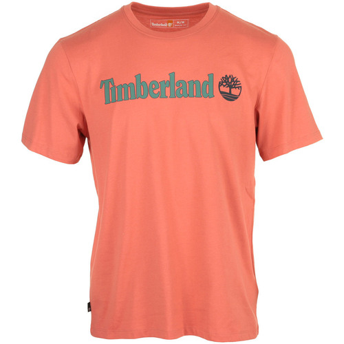 Textiel Heren T-shirts korte mouwen Timberland Linear Logo Short Sleeve Oranje