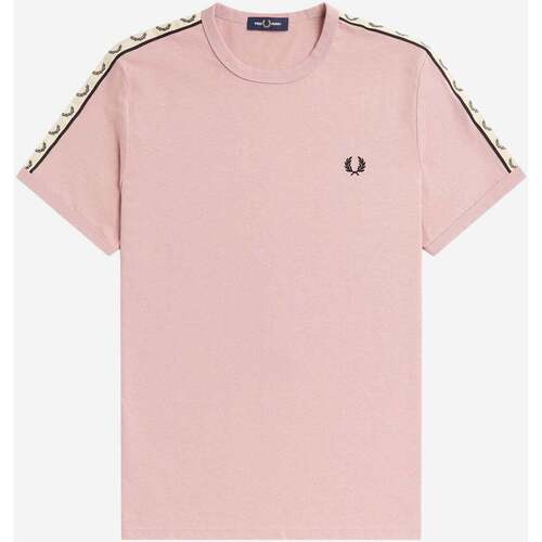 Textiel Heren T-shirts & Polo’s Fred Perry Contrast tape ringer t-shirt Roze