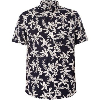 Gant Overhemd Korte Mouw Normaal katoenlinnen overhemd met korte mouwen en palm