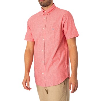 Gant Normaal katoenlinnen overhemd met korte mouwen Roze