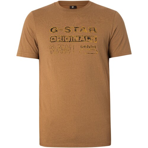 Textiel Heren T-shirts korte mouwen G-Star Raw Distressed Originals slank T-shirt Bruin