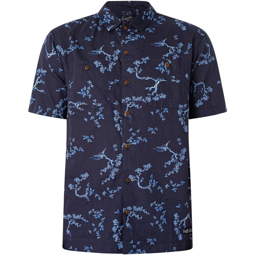 Textiel Heren Overhemden korte mouwen Superdry Strandshirt met korte mouwen Blauw