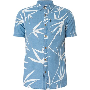 Textiel Heren Overhemden korte mouwen Superdry Vintage Loom shirt met korte mouwen Blauw