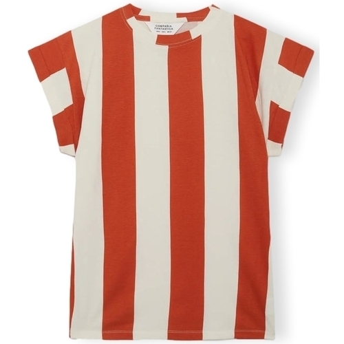 Textiel Dames Sweaters / Sweatshirts Compania Fantastica COMPAÑIA FANTÁSTICA T-shirt 42103 - White/Rust Oranje