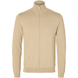 Textiel Heren Sweaters / Sweatshirts Selected Berg Full Zip Cardigan Kelp Beige