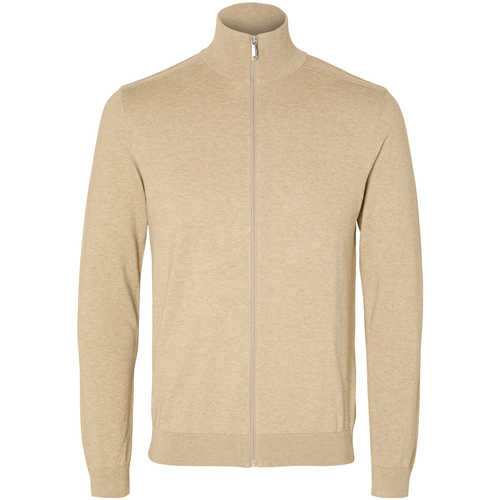 Textiel Heren Sweaters / Sweatshirts Selected Berg Full Zip Cardigan Kelp Beige