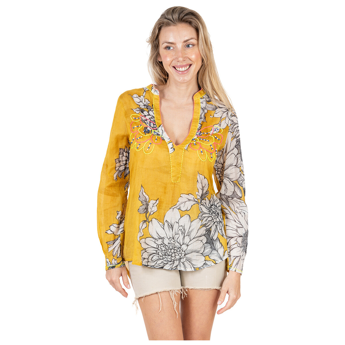 Textiel Dames Overhemden Isla Bonita By Sigris Shirt Geel