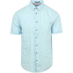 Textiel Heren Overhemden lange mouwen No Excess Short Sleeve Overhemd Linnen Lichtblauw Blauw