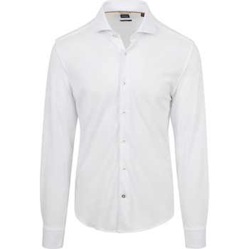 Textiel Heren Overhemden lange mouwen BOSS Hal Overhemd Jersey Wit Wit