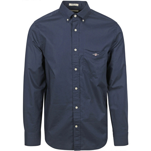 Textiel Heren Overhemden lange mouwen Gant Casual Overhemd Poplin Navy Blauw