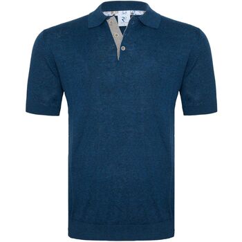 R2 Amsterdam Knitted Polo Navy Blauw