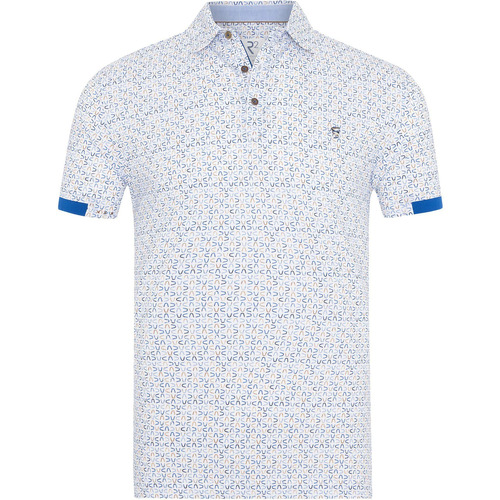 Textiel Heren T-shirts & Polo’s R2 Amsterdam Polo Piqué Print Lichtblauw Blauw