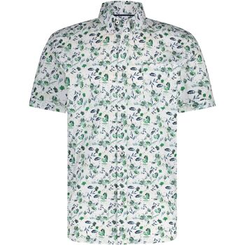 State Of Art Overhemd Lange Mouw Short Sleeve Overhemd Bloemenprint Groen