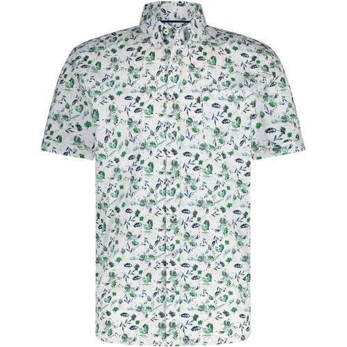 Textiel Heren Overhemden lange mouwen State Of Art Short Sleeve Overhemd Bloemenprint Groen Multicolour