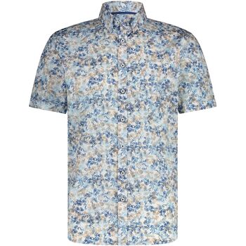 State Of Art Overhemd Lange Mouw Short Sleeve Overhemd Print Blauw Beige