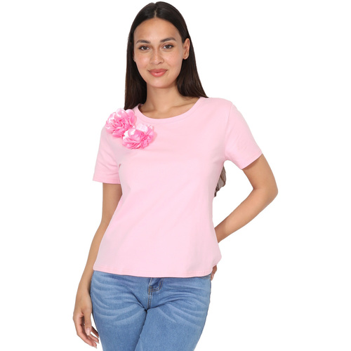 Textiel Dames T-shirts korte mouwen La Modeuse 71666_P168466 Roze