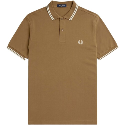 Textiel Heren T-shirts & Polo’s Fred Perry Fp Twin Tipped Fred Perry Shirt Bruin