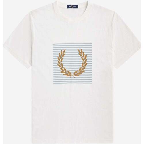 Textiel Heren T-shirts & Polo’s Fred Perry Striped laurel wreath t-shirt Wit