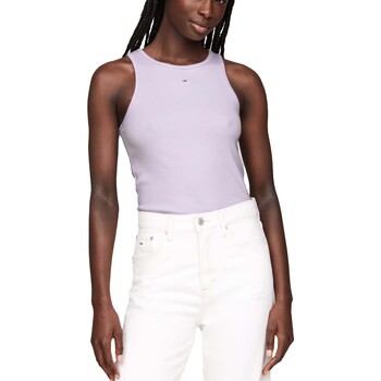Textiel Dames T-shirts & Polo’s Tommy Jeans Tjw Essential Rib Ta Violet